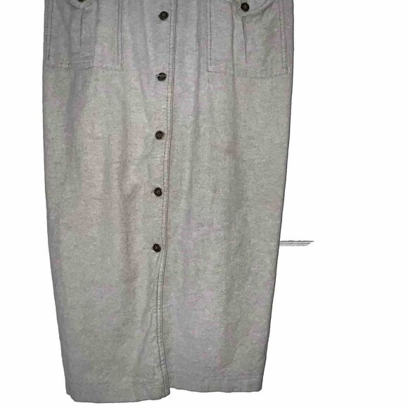 VTG MIDI Denim? Tank Dress Size 10 Tan Beige Button Down Cotton Made In USA 90s* - Picture 4 of 13